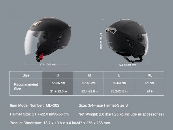 Casque Moto Scooter Confort – Design Moderne – Noir S M L