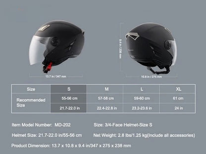 Casque Moto Scooter Confort – Design Moderne – Noir S M L