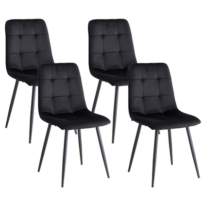 Pack de 4 Chaises Design en Velours - Confort Scandinave et Pieds en Fer