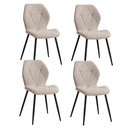 Pack de 4 Chaises Design Scandinave - Tissu Confort et Pieds Métal Noir