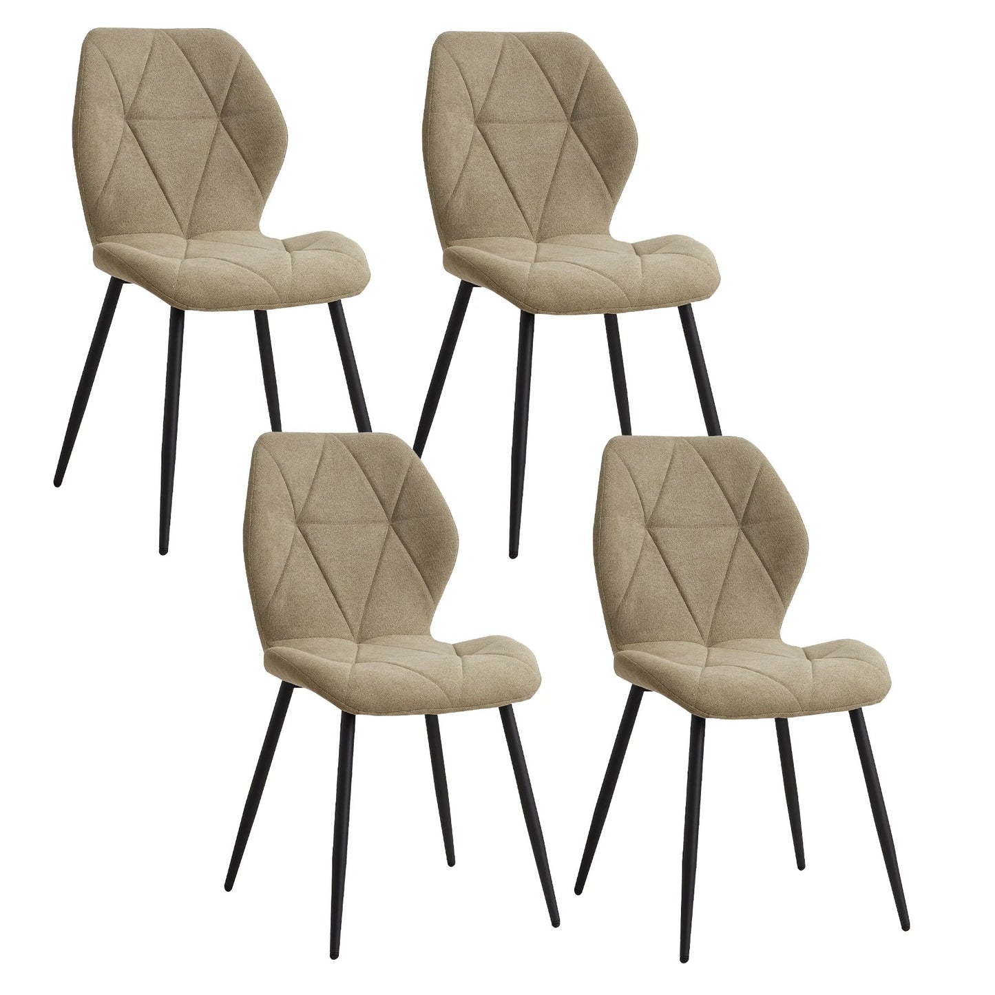 Pack de 4 Chaises Design Scandinave - Tissu Confort et Pieds Métal Noir