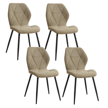 Pack de 4 Chaises Design Scandinave - Tissu Confort et Pieds Métal Noir