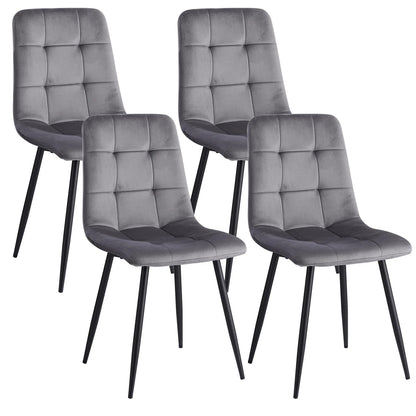Pack de 4 Chaises Design en Velours - Confort Scandinave et Pieds en Fer
