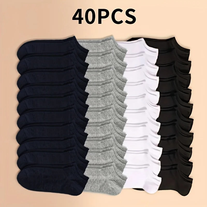 Lot 40 paires chaussettes invisibles 37-43 – Noires ou Mix