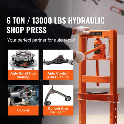 Presse Hydraulique d'Atelier 6T - Structure Acier Renforcée et Plaques de Pressage