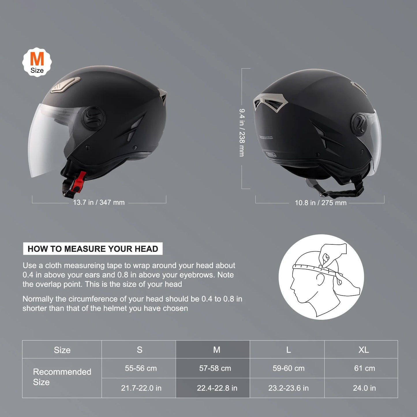 Casque Moto Scooter Confort – Design Moderne – Noir S M L