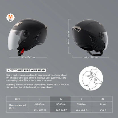 Casque Moto Scooter Confort – Design Moderne – Noir S M L