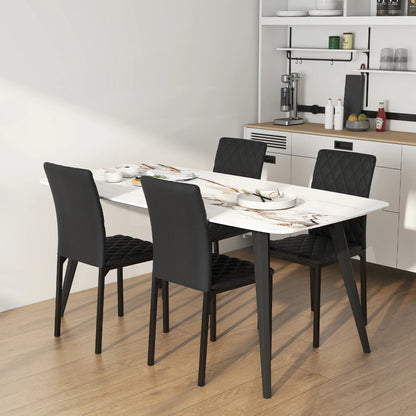Lot de 4 Chaises Design Modernes - Noir Matelassé & Pieds Métal