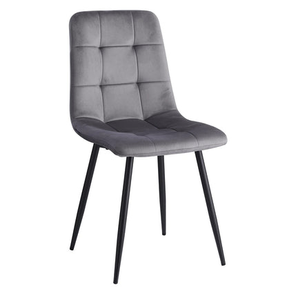 Pack de 4 Chaises Design en Velours - Confort Scandinave et Pieds en Fer