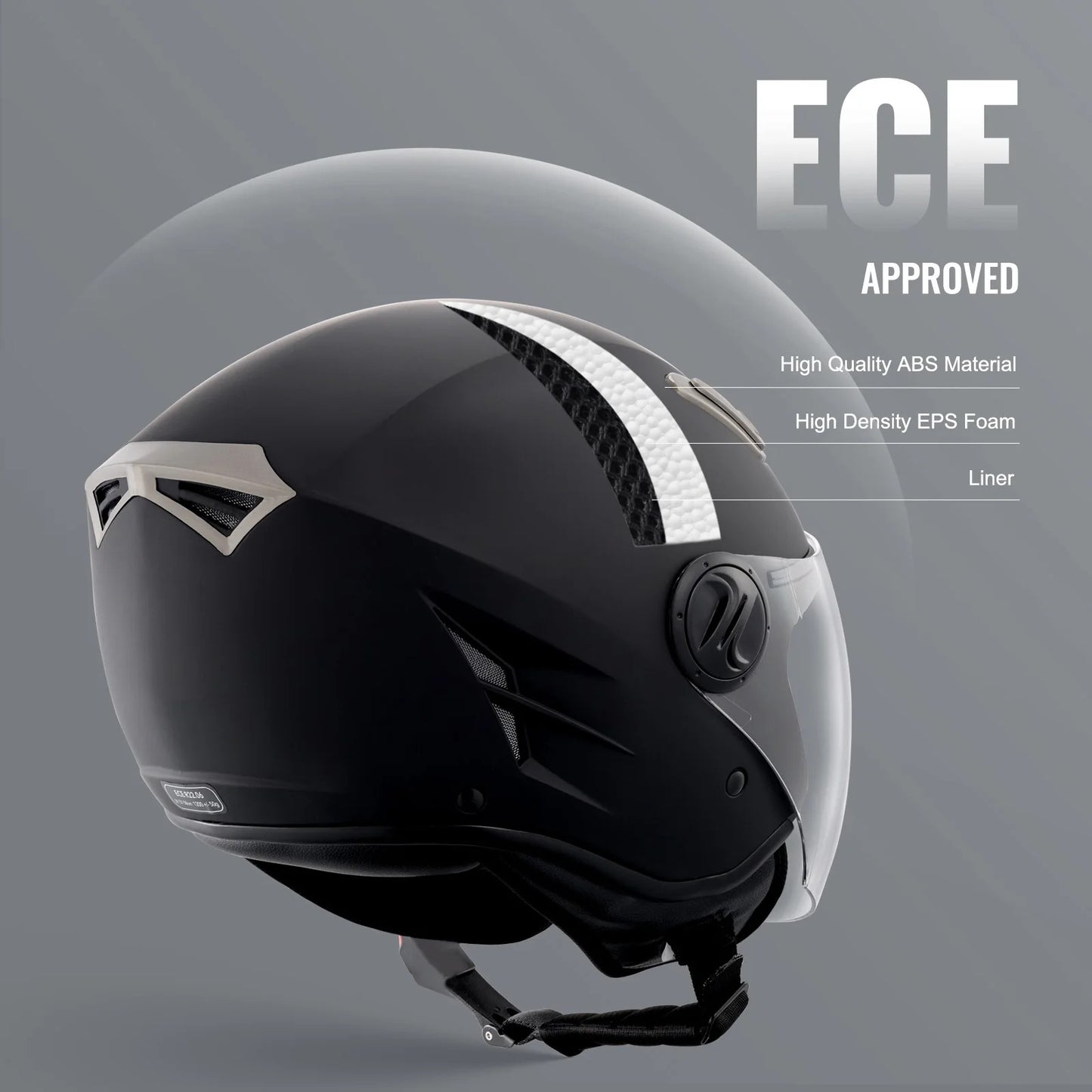 Casque Moto Scooter Confort – Design Moderne – Noir S M L