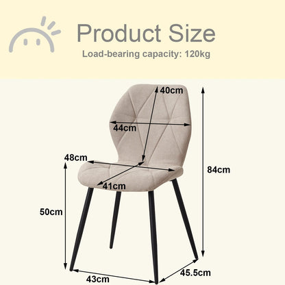 Pack de 4 Chaises Design Scandinave - Tissu Confort et Pieds Métal Noir