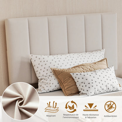 Lit Coffre 90x200 Beige - Rangement Hydraulique et Confort Rembourré