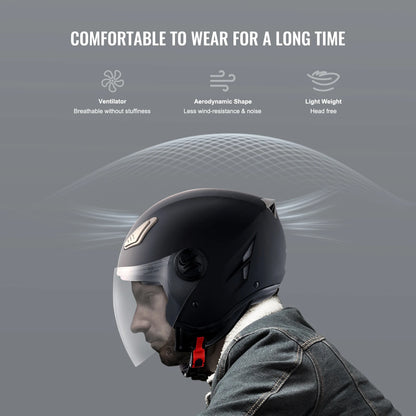 Casque Moto Scooter Confort – Design Moderne – Noir S M L