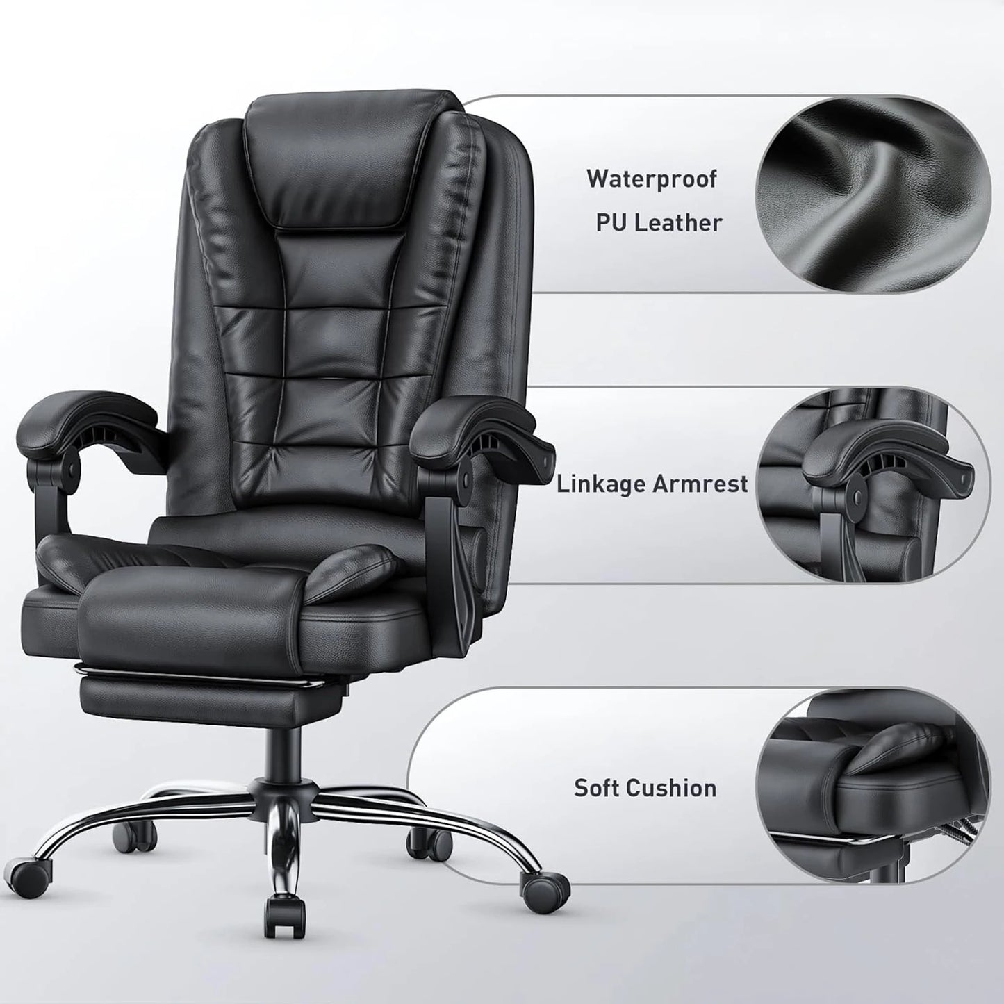 Fauteuil de Bureau Ergonomique de Direction - Confort et Repose-Pieds