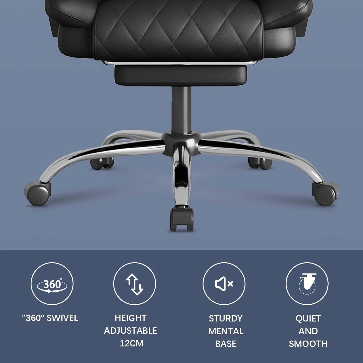 Fauteuil de Bureau Direction Ergonomique - Cuir PU et Repose-Pieds