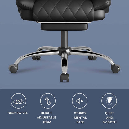 Fauteuil de Bureau Direction Ergonomique - Cuir PU et Repose-Pieds