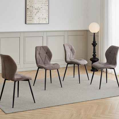 Pack de 4 Chaises Design Scandinave - Tissu Confort et Pieds Métal Noir