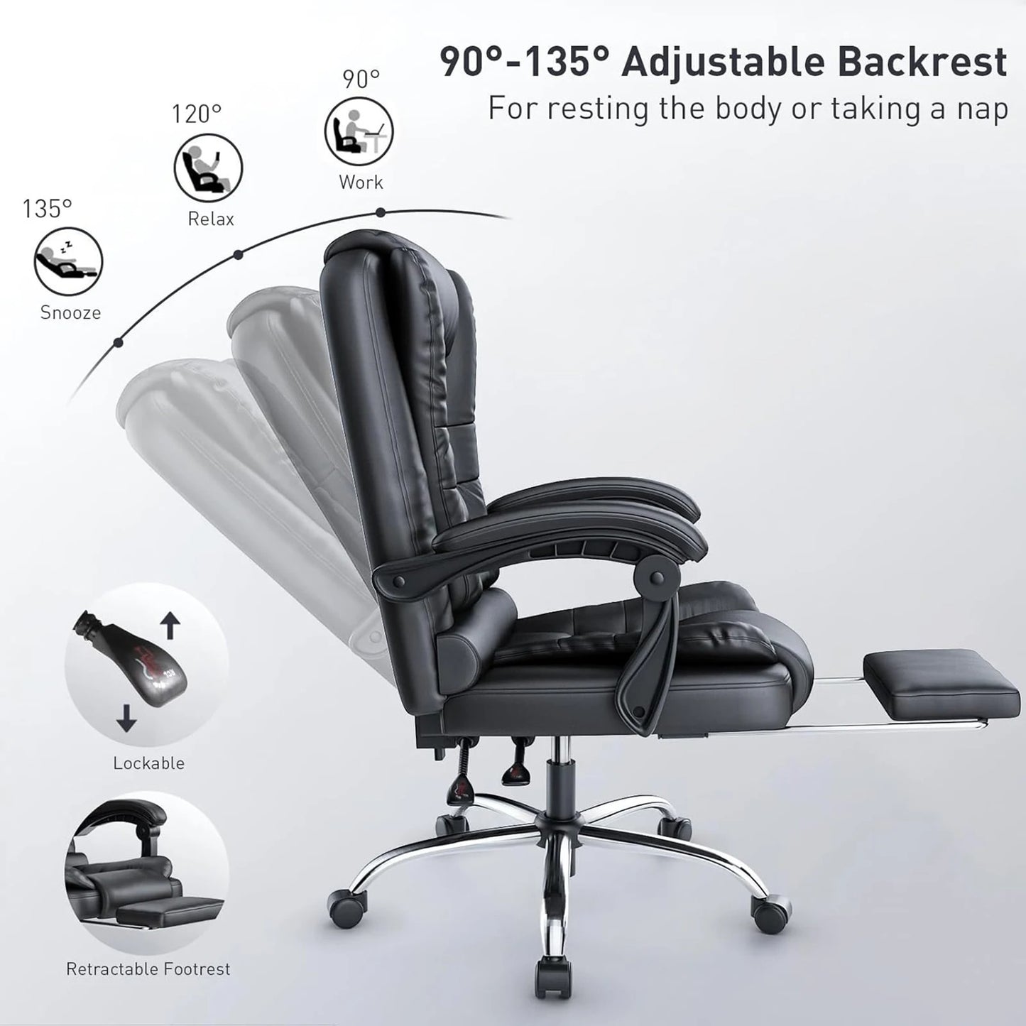 Fauteuil de Bureau Ergonomique de Direction - Confort et Repose-Pieds