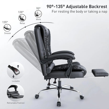 Fauteuil de Bureau Ergonomique de Direction - Confort et Repose-Pieds