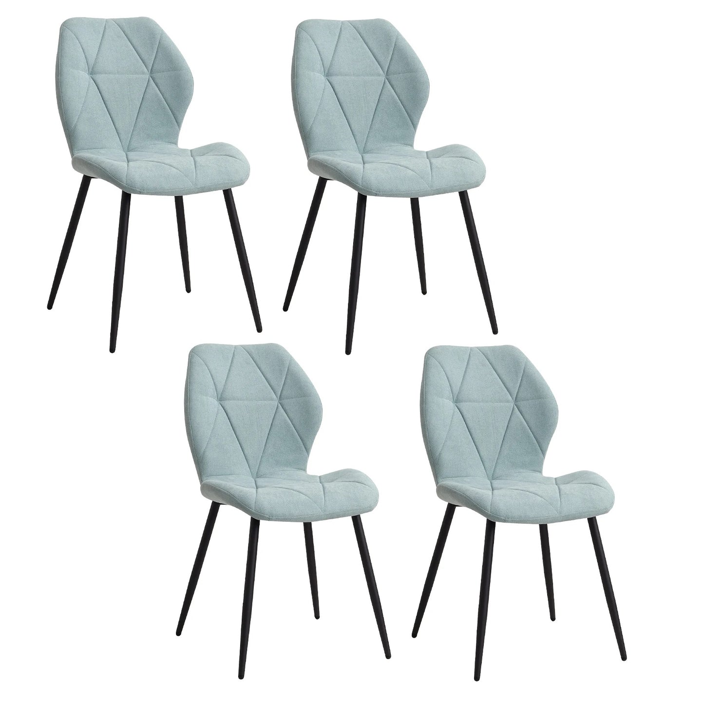 Pack de 4 Chaises Design Scandinave - Tissu Confort et Pieds Métal Noir