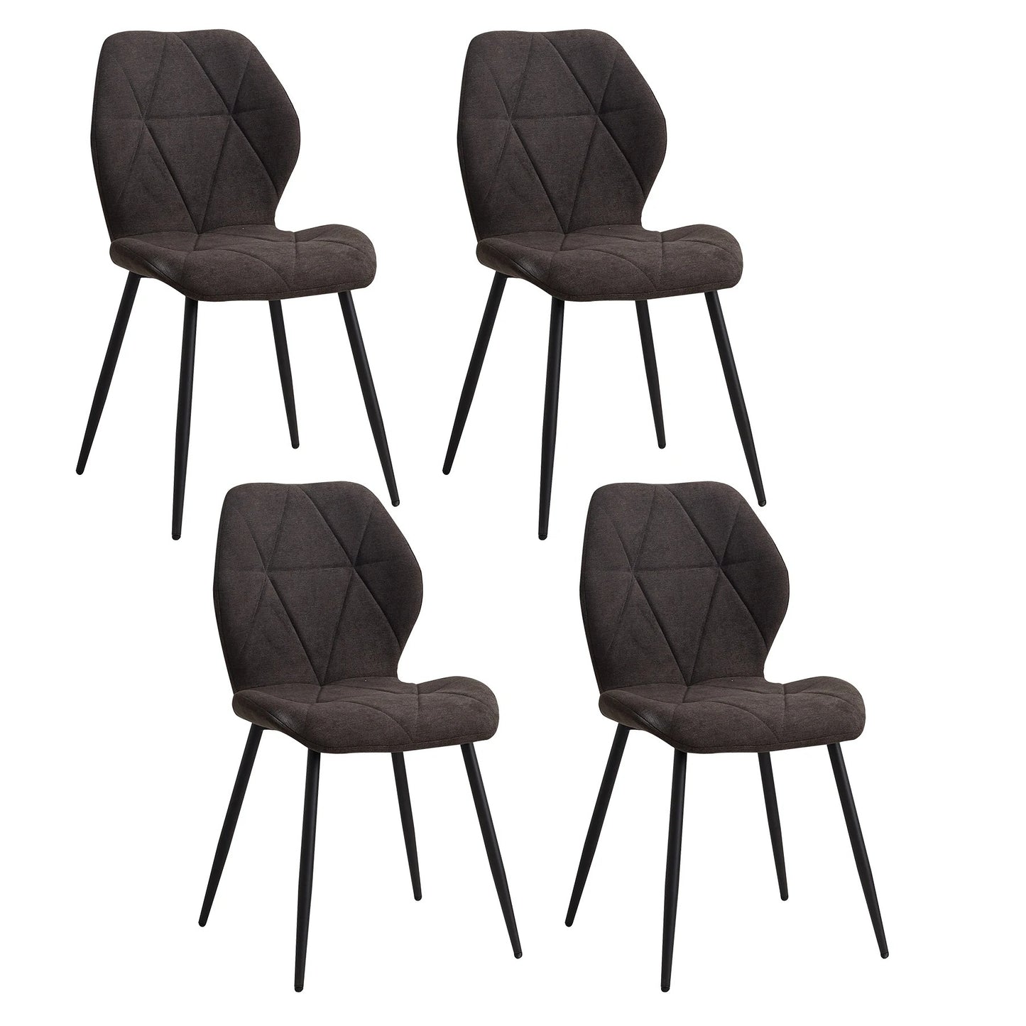 Pack de 4 Chaises Design Scandinave - Tissu Confort et Pieds Métal Noir